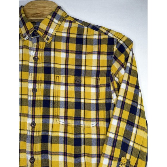 Duluth Trading‎ Free Swingin Plaid Flannel Shirt Yellow Men’s Size Large - Picture 1 of 7
